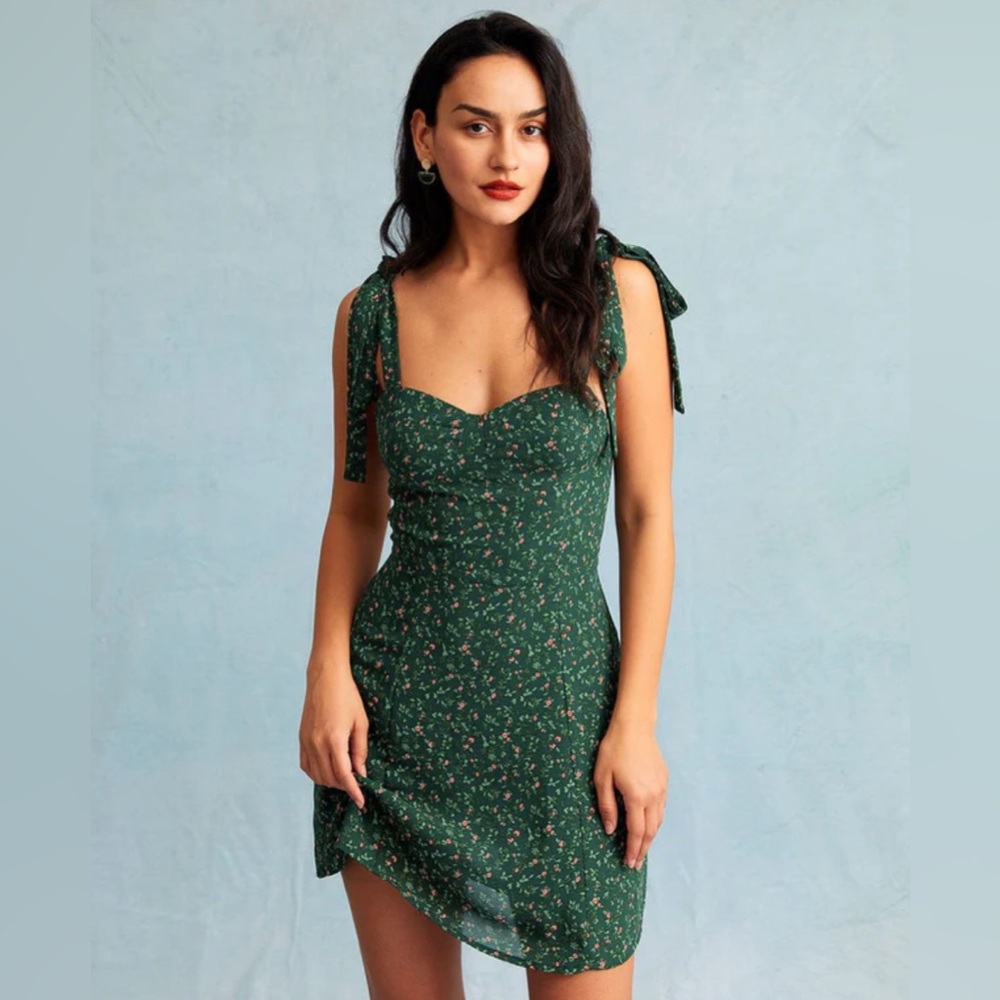 RIHOAS Dark Green Floral Dress